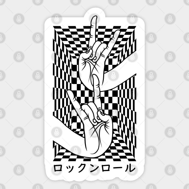 Japanese Hands With Rock N Roll Mudra On Chess Sticker by Creative Style